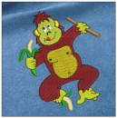 Monkey embroidery on blue