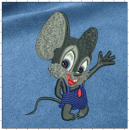 Mouse embroidery on blue