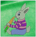 Rabbit with carrot embroidery on green