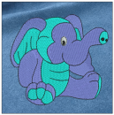 Elefant embroidery on blue