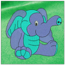 Elefant embroidery on green