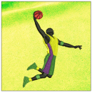 Basketball embroidery on yellow