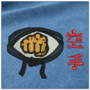 Karate embroidery on blue
